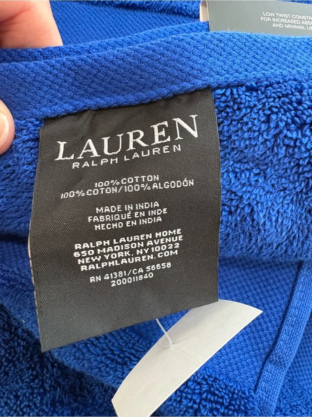NEW Lauren Ralph Lauren Deep Blue Bath Towels - Set of 2